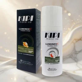 Crema viso Kipi LuminexC ai liposomi di Vitamina C: trattamento illuminante e uniformante per un viso radioso.