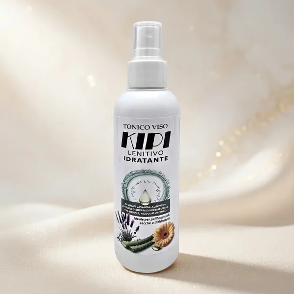 Tonico viso Kipi idratante e lenitivo senza alcol: riequilibra il pH della pelle dopo la detersione