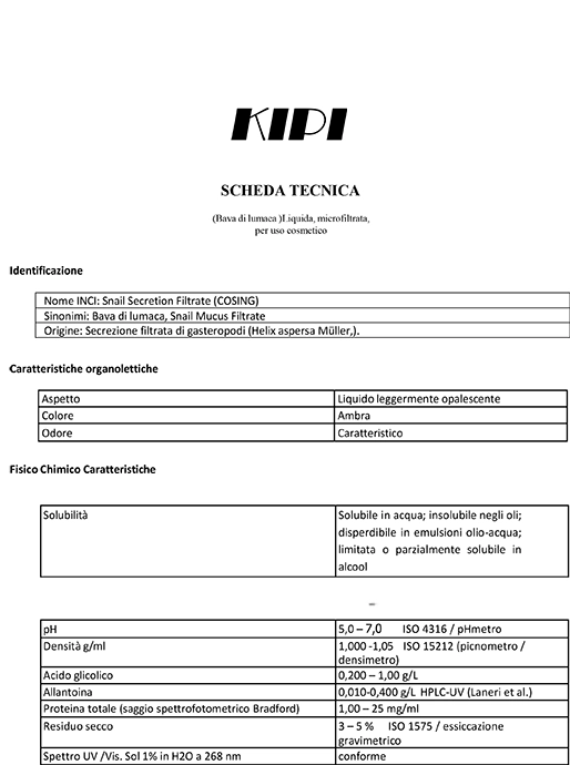 analisi laboratorio bava di lumaca kipi